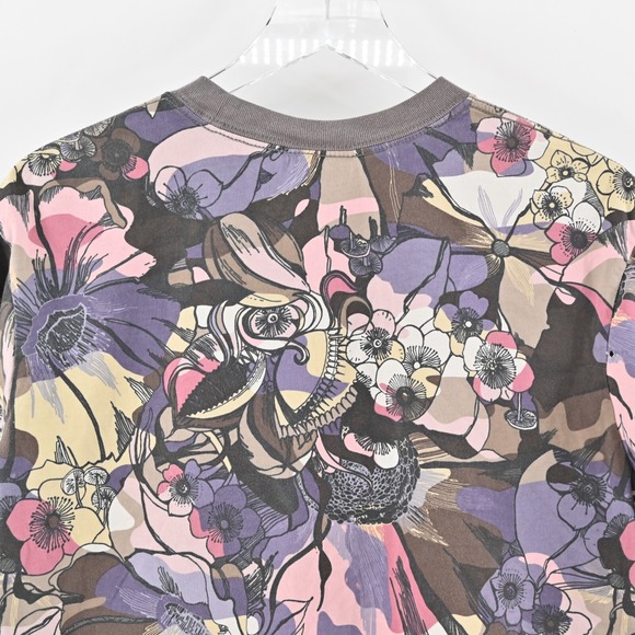 NIKE Top Womens‎ Size M Tee Shirt Sportswear Femme Multicolor Floral Print Crop - Picture 5 of 10